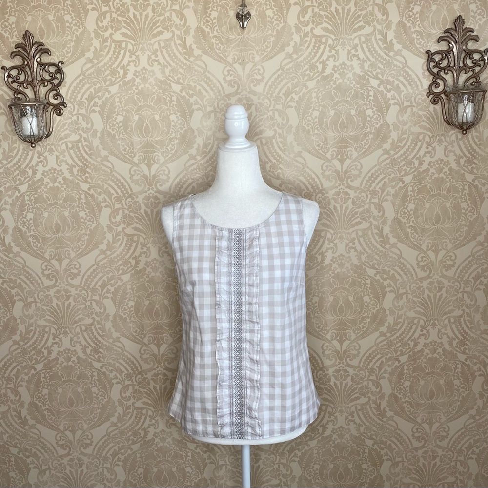 Odille Gingham Ruffle Front Tank Top